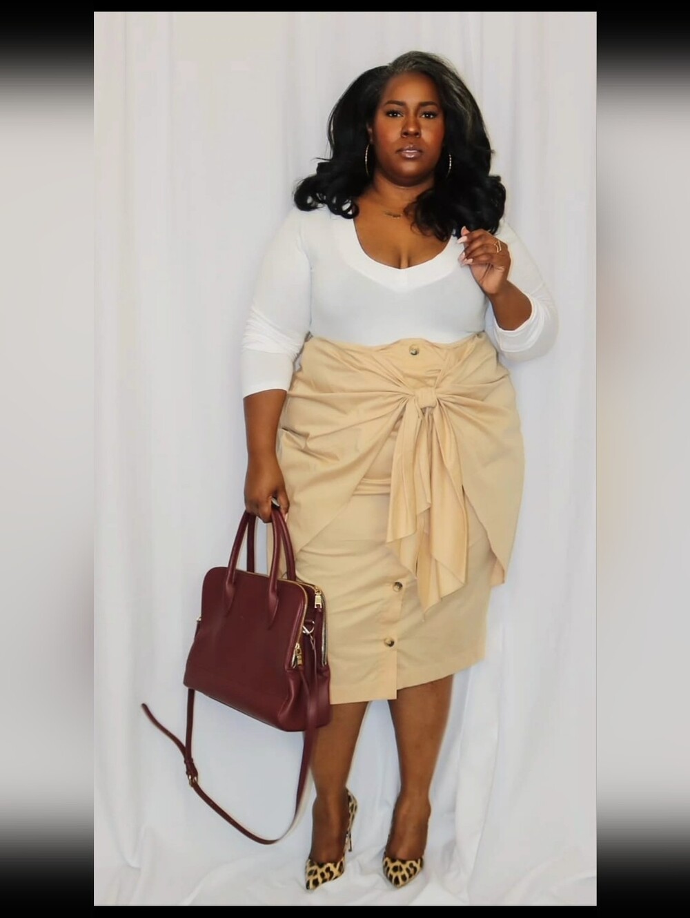 Fashion to Figure Beige Tie-Front Pencil Skirt